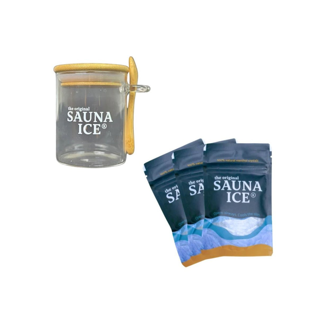 SAUNA ICE – 3er-Pack Mentholkristalle inklusive Aufbewahrungsglas
