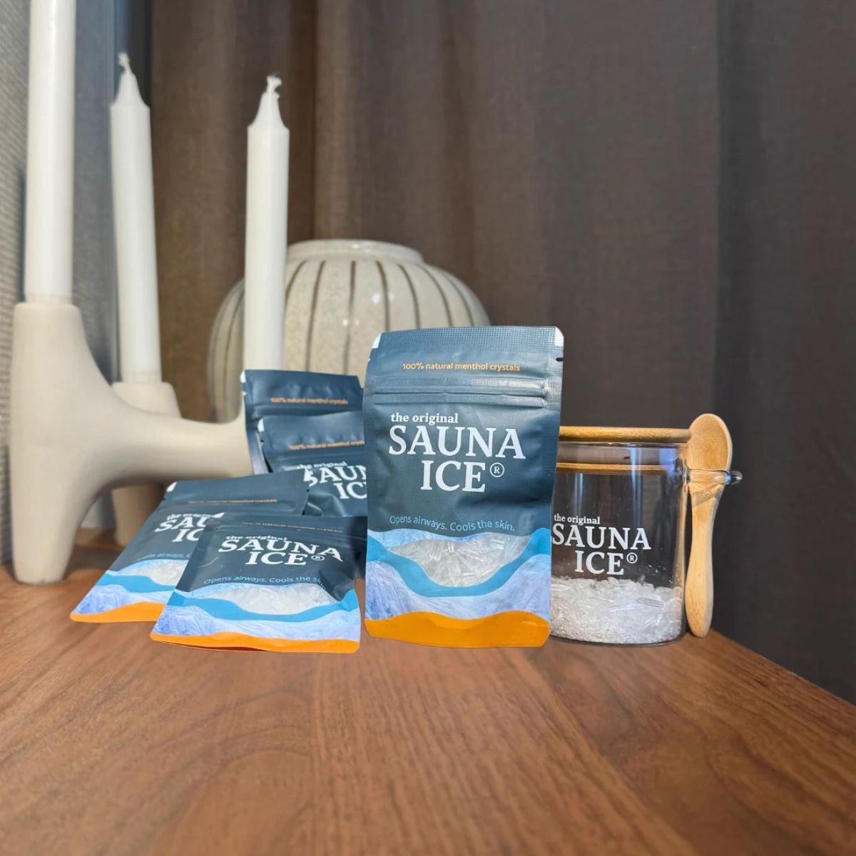 SAUNA ICE – 5er-Pack Mentholkristalle inklusive Aufbewahrungsglas
