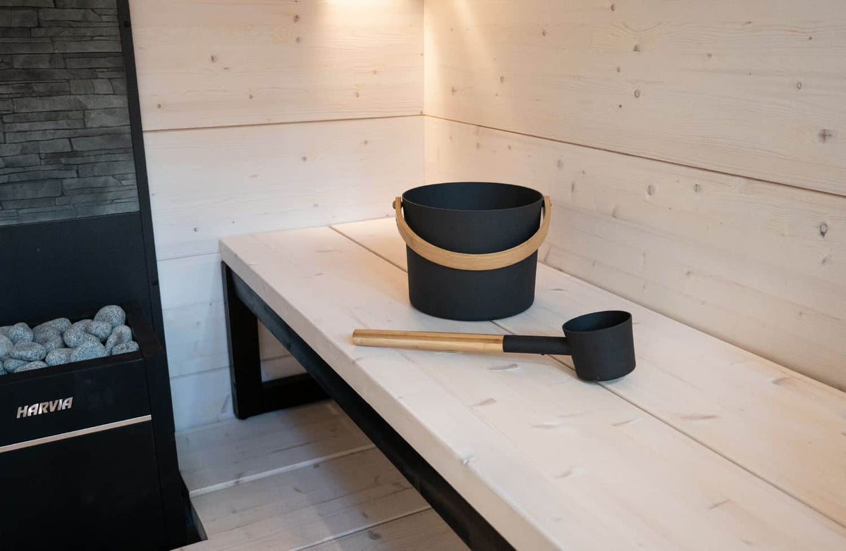 Harvia Aufgusskübel und -kelle schwarzer Stahl