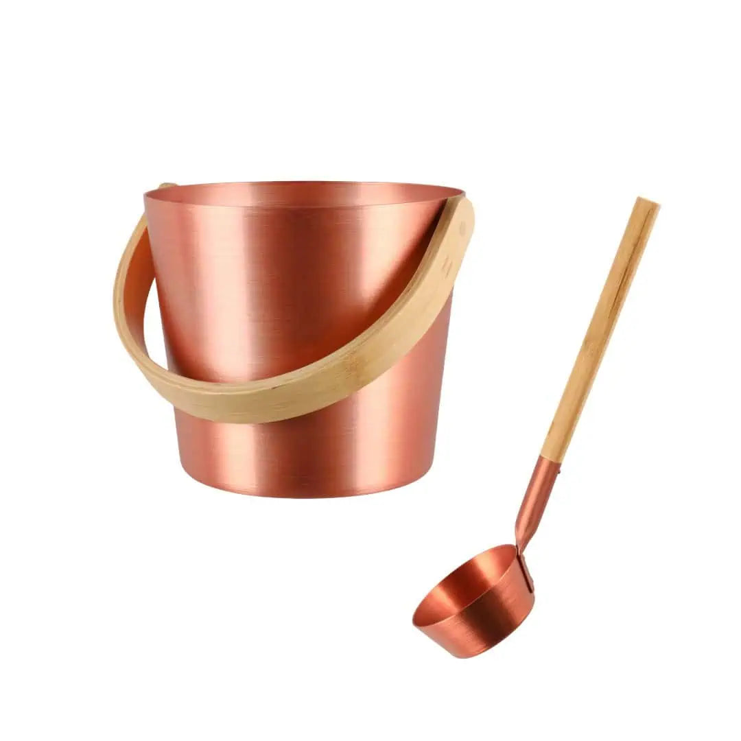 Rento Set Saunakübel und Schöpfkelle Kupfer Aluminium