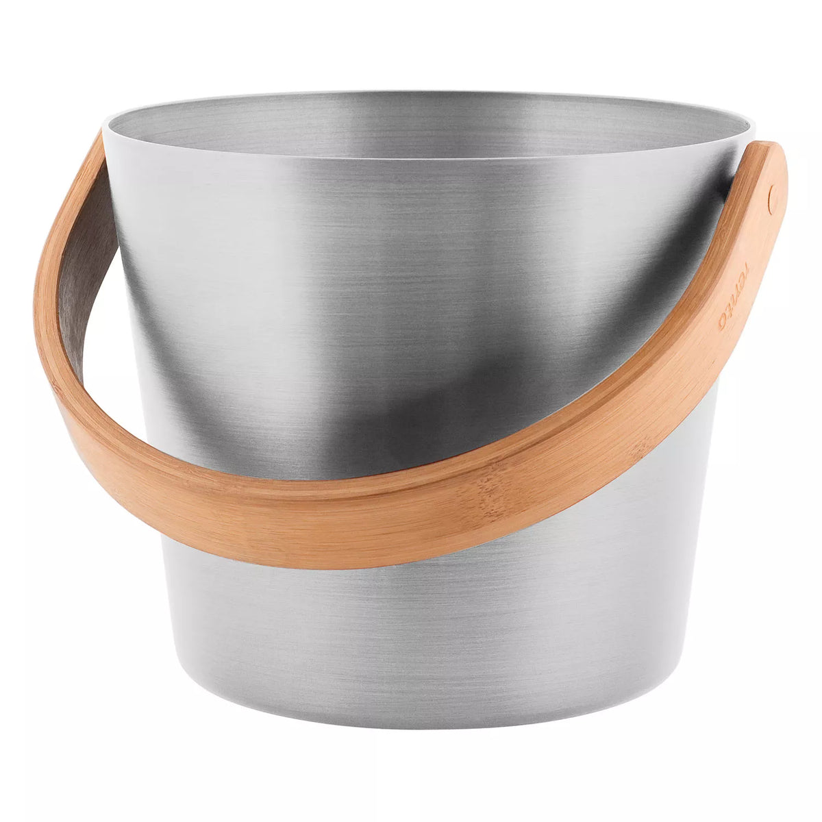 Rento Sauna Aluminiumeimer silber mit Bambusgriff